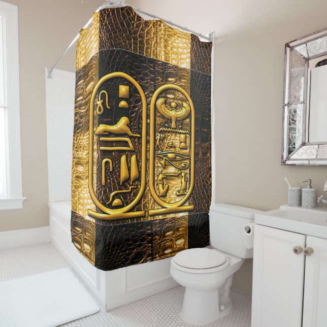 Egyptian Symbols Shower Curtain (In Situ)