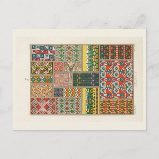 Egyptian textiles and patterns postcard (Front)