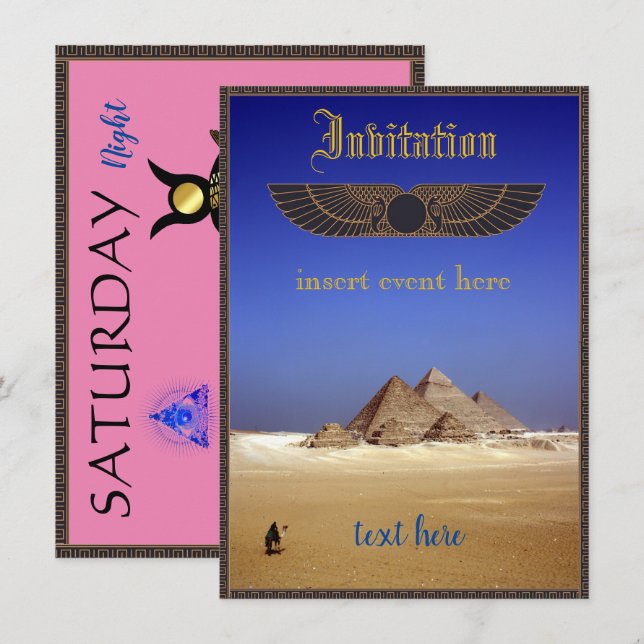 Egyptian Themed Party Invitation Flat Card (Front/Back)