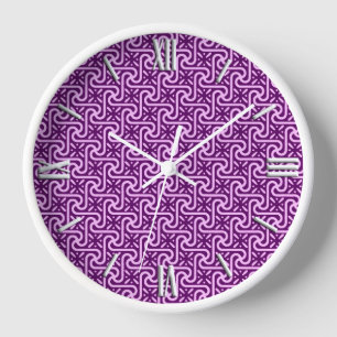 Egyptian tile pattern, amethyst and orchid wall clock