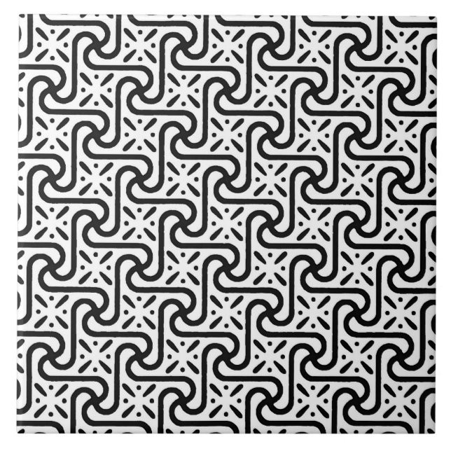 Egyptian tile pattern, black and white (Front)