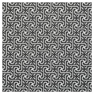 Egyptian tile pattern, black and white fabric