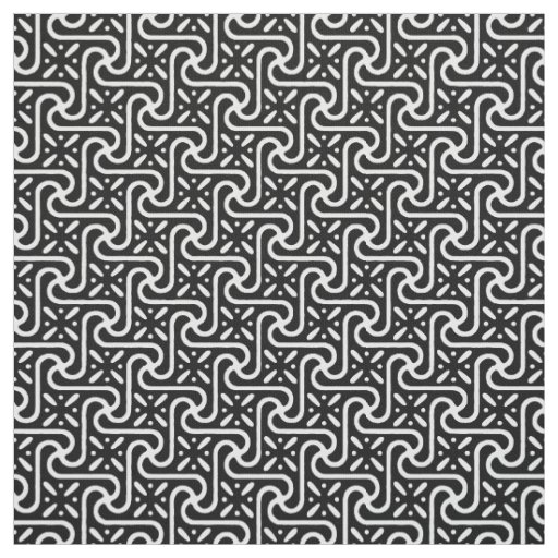 Egyptian tile pattern, black and white fabric