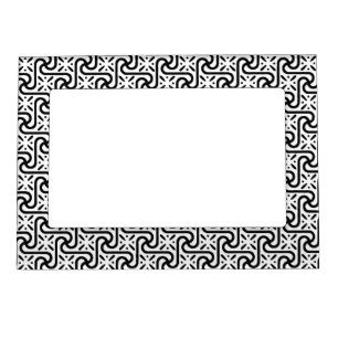 Egyptian tile pattern, black and white magnetic photo frame
