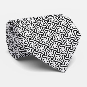 Egyptian tile pattern, black and white neck tie
