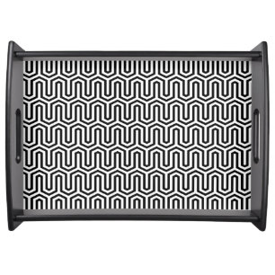Egyptian tile pattern, black and white serving tray