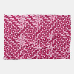 Egyptian tile pattern, burgundy and pink towel