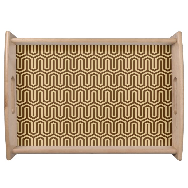 Egyptian tile pattern, caramel and chocolate serving tray (Front)