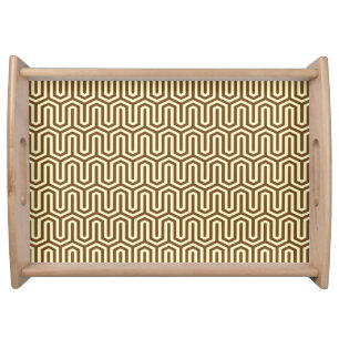 Egyptian tile pattern, chocolate and cream serving tray