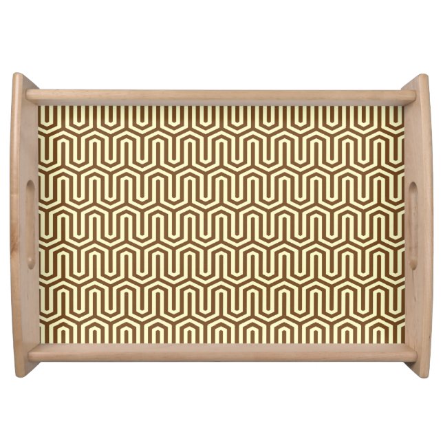 Egyptian tile pattern, chocolate and cream serving tray (Front)