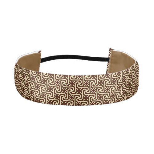Egyptian tile pattern chocolate brown and tan athletic headband