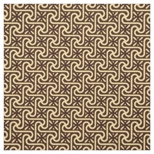 Egyptian tile pattern, chocolate brown and tan fabric