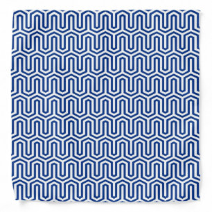 Egyptian tile pattern, cobalt blue and white bandana