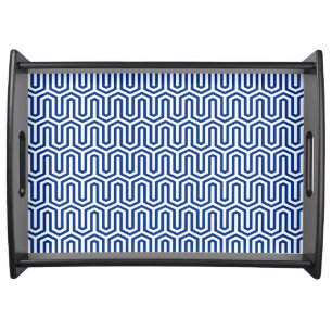 Egyptian tile pattern, cobalt blue and white serving tray