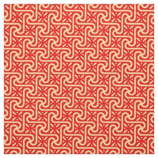 Egyptian tile pattern, coral orange fabric