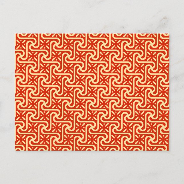 Egyptian tile pattern, coral orange postcard (Front)