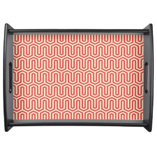 Egyptian tile pattern, coral orange serving tray