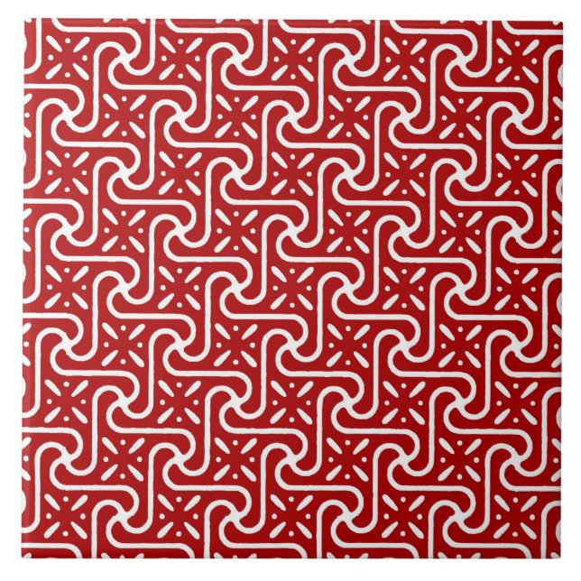 Egyptian tile pattern, dark red and white (Front)