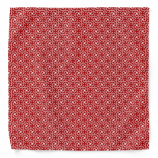 Egyptian tile pattern, dark red and white bandana (Front)