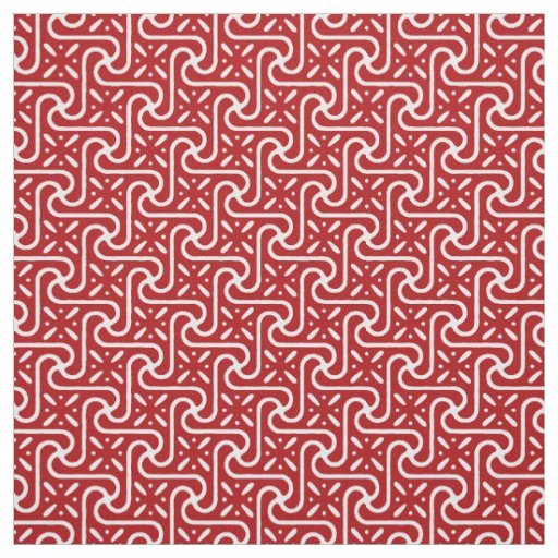 Egyptian tile pattern, dark red and white fabric