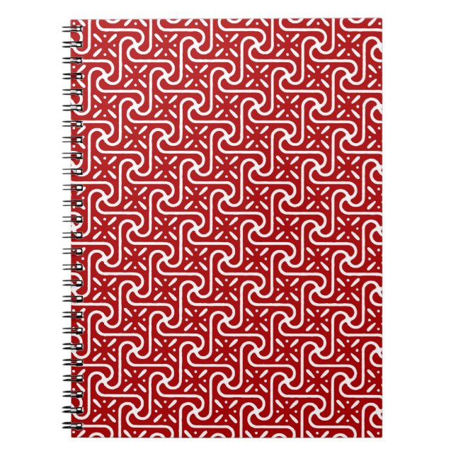 Egyptian tile pattern, dark red and white notebook (Front)