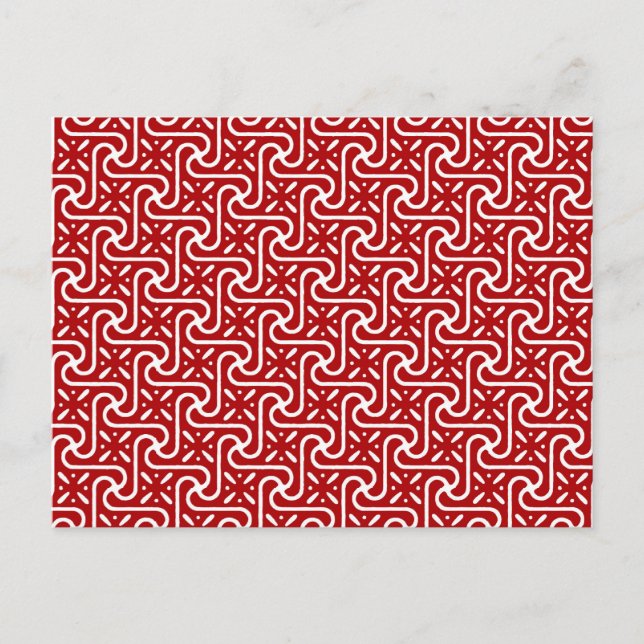 Egyptian tile pattern, dark red and white postcard (Front)