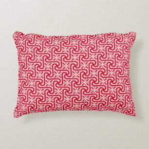 Egyptian tile pattern, deep and light pink accent pillow