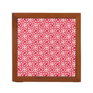 Egyptian tile pattern, deep and light pink desk organizer