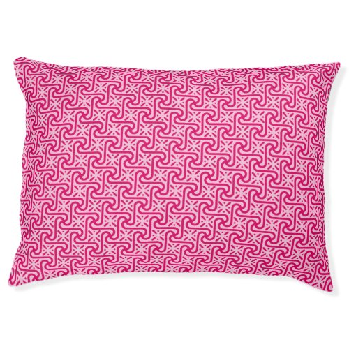 Egyptian tile pattern deep and light pink pet bed