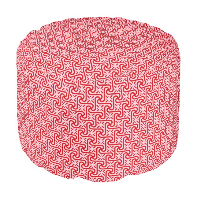 Egyptian tile pattern, deep and light pink pouf (Angled Front)