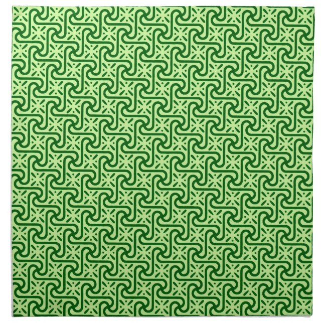 Egyptian tile pattern, emerald and lime green cloth napkin (Front)