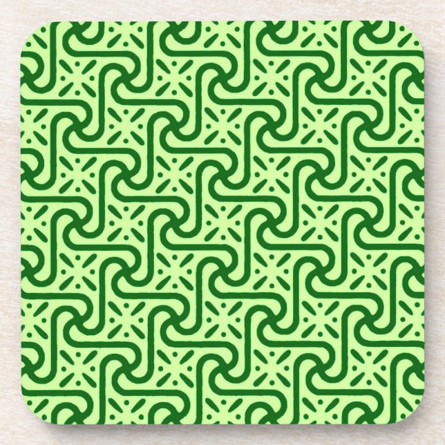 Egyptian tile pattern, emerald and lime green coaster (Front)