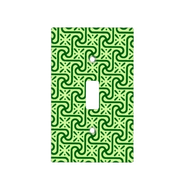 Egyptian tile pattern, emerald and lime green light switch cover (Front)