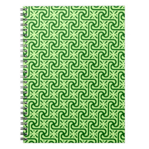 Egyptian tile pattern, emerald and lime green notebook