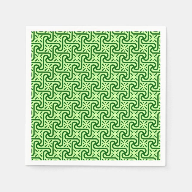 Egyptian tile pattern, emerald and lime green paper napkins (Front)