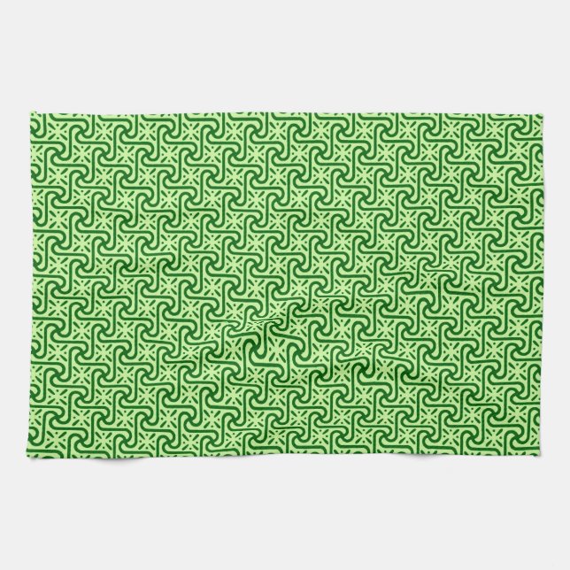 Egyptian tile pattern, emerald and lime green towel (Horizontal)