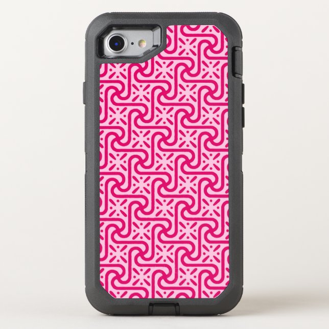 Egyptian tile pattern, fuchsia pink otterbox iPhone case (Back)
