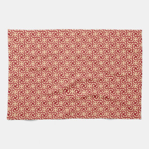 Egyptian tile pattern, maroon and peach towel
