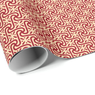 Egyptian tile pattern, maroon and peach wrapping paper