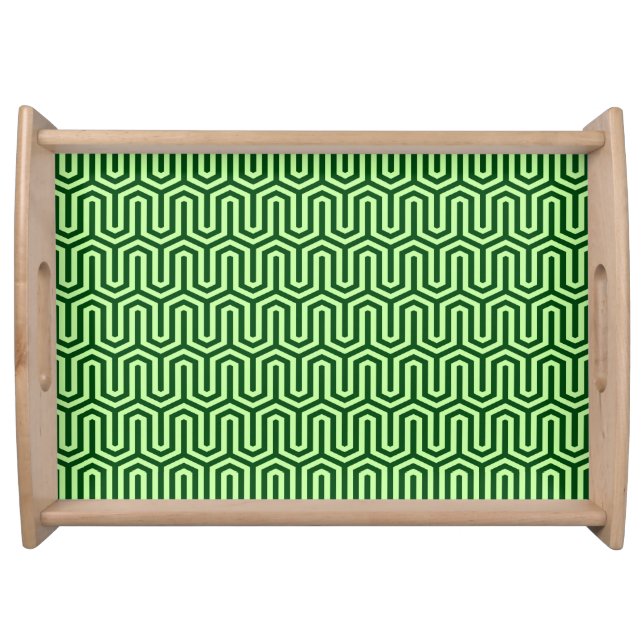 Egyptian tile pattern, pine green serving tray (Front)