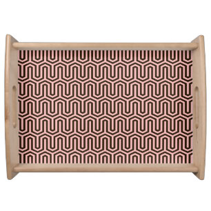 Egyptian tile pattern, pink and chocolate serving tray