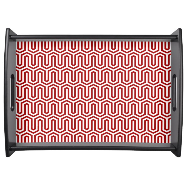 Egyptian tile pattern, red and white serving tray (Front)