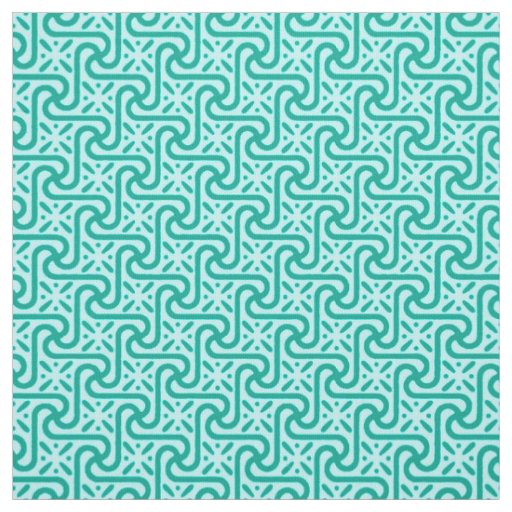 Egyptian tile pattern, turquoise and aqua fabric