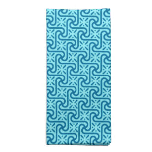 Egyptian tile pattern, turquoise and cobalt blue cloth napkin