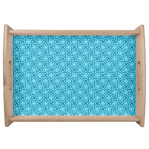 Egyptian tile pattern, turquoise and cobalt blue serving tray