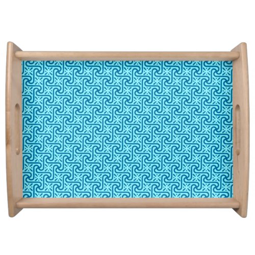 Egyptian tile pattern turquoise and cobalt blue serving tray