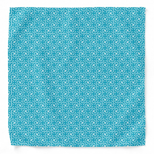 Egyptian tile pattern, turquoise and white bandana (Front)
