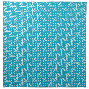 Egyptian tile pattern, turquoise and white cloth napkin
