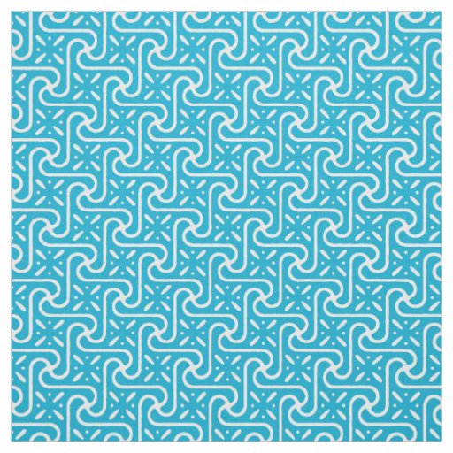 Egyptian tile pattern, turquoise and white fabric
