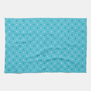 Egyptian tile pattern, turquoise and white kitchen towel